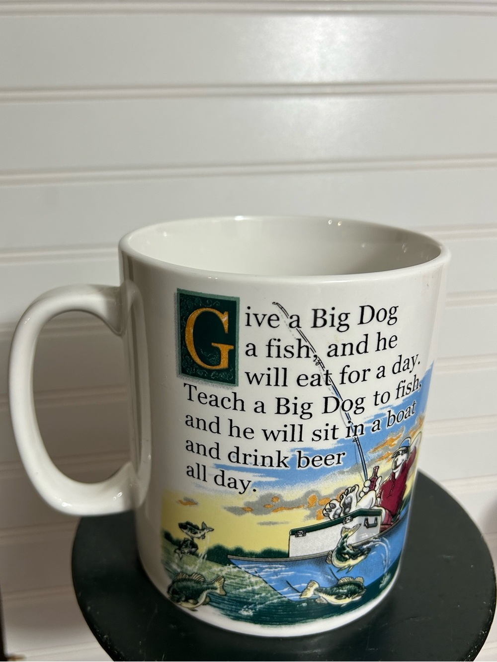 Vintage Y2K Way oversized BIG DOGS Sportswear coffee mug Teach a Dog to Fish